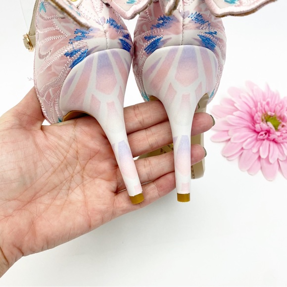 Sophia Webster Chiara Butterfly Embroidered Leather Pastel Bridal Stiletto Heels - Picture 7 of 10